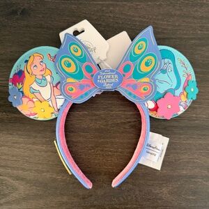 Disney 2026 EPCOT Flower Garden Alice In Wonderland Ears Loungefly Headband NEW